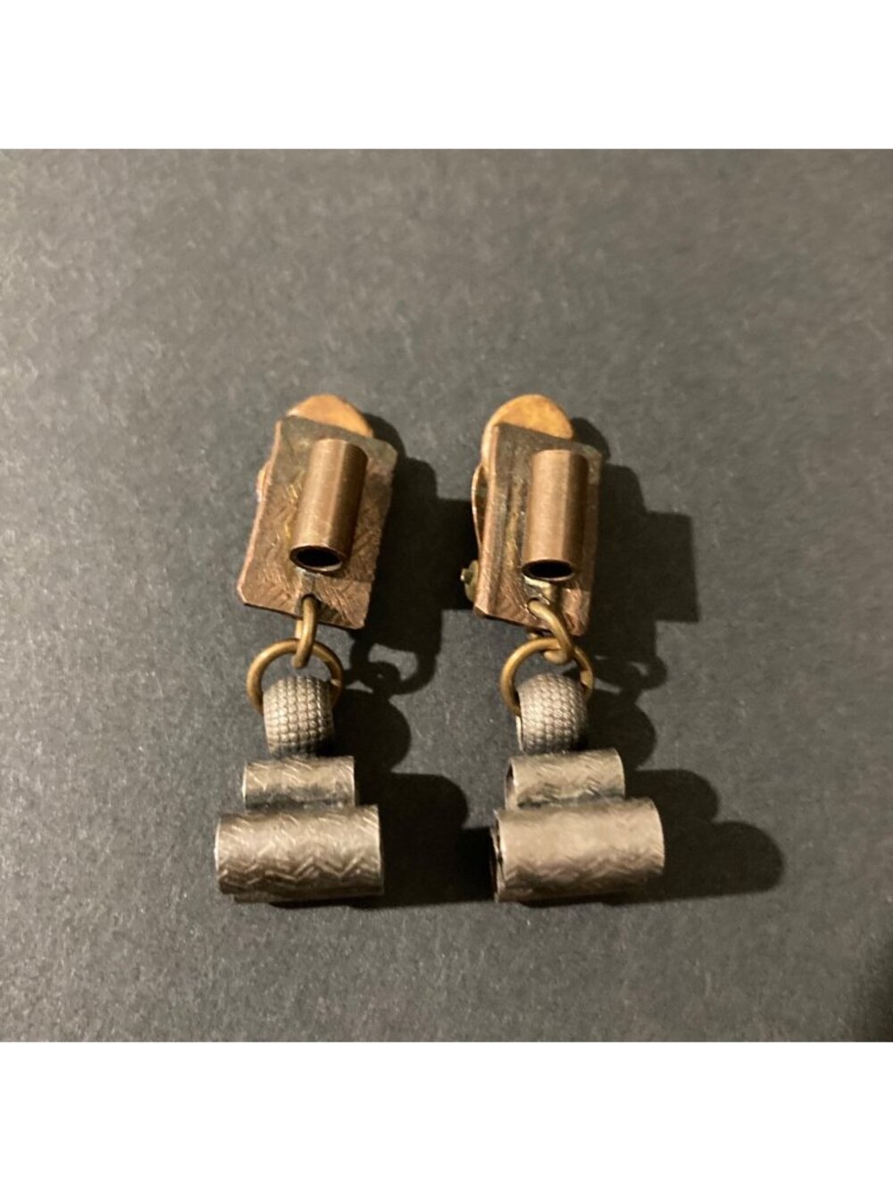 Vintage Marjorie Baer Mixed Metal Brutalist Clip-On Earrings